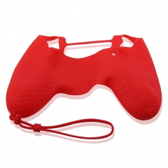PS4 Colorful Silicon case with hand rope-Red